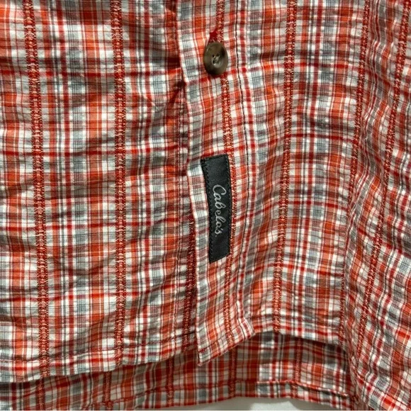 Cabela’s Plaid Short Sleeve Outdoor Shirt 2XL Coolmax UPF30 Textured Button Up - Picture 12 of 16